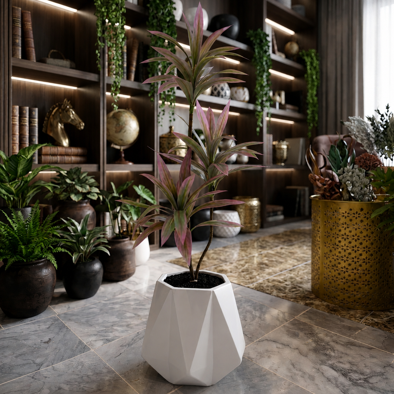 Dracaena Plant in Matte Diamond Planter