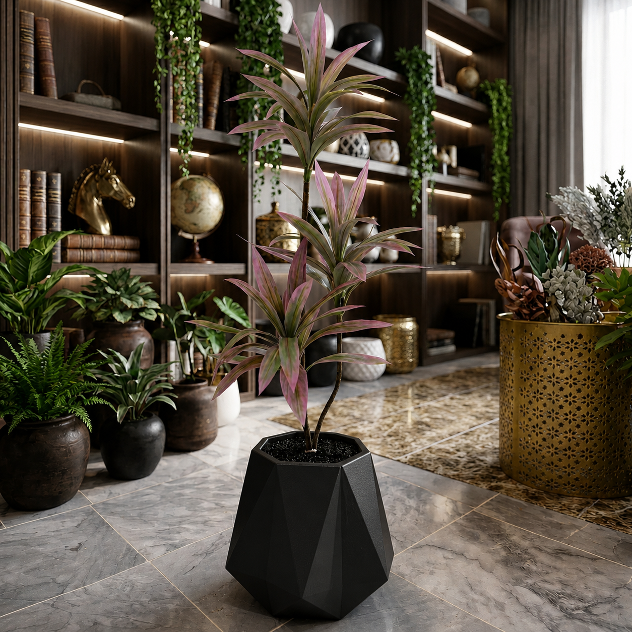 Dracaena Plant in Matte Diamond Planter