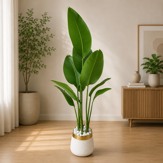 5.5 Ft Artificial Banana Palm Plant with White Pot
