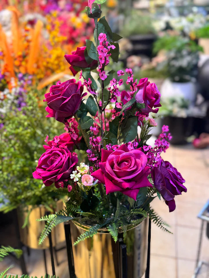 Artificial Flower with Golden Metal Stand