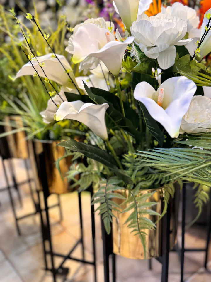 Artificial Flower with Golden Metal Stand