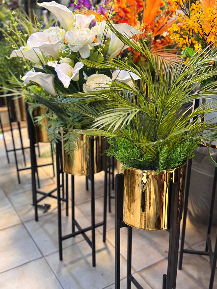 Artificial Flower with Golden Metal Stand