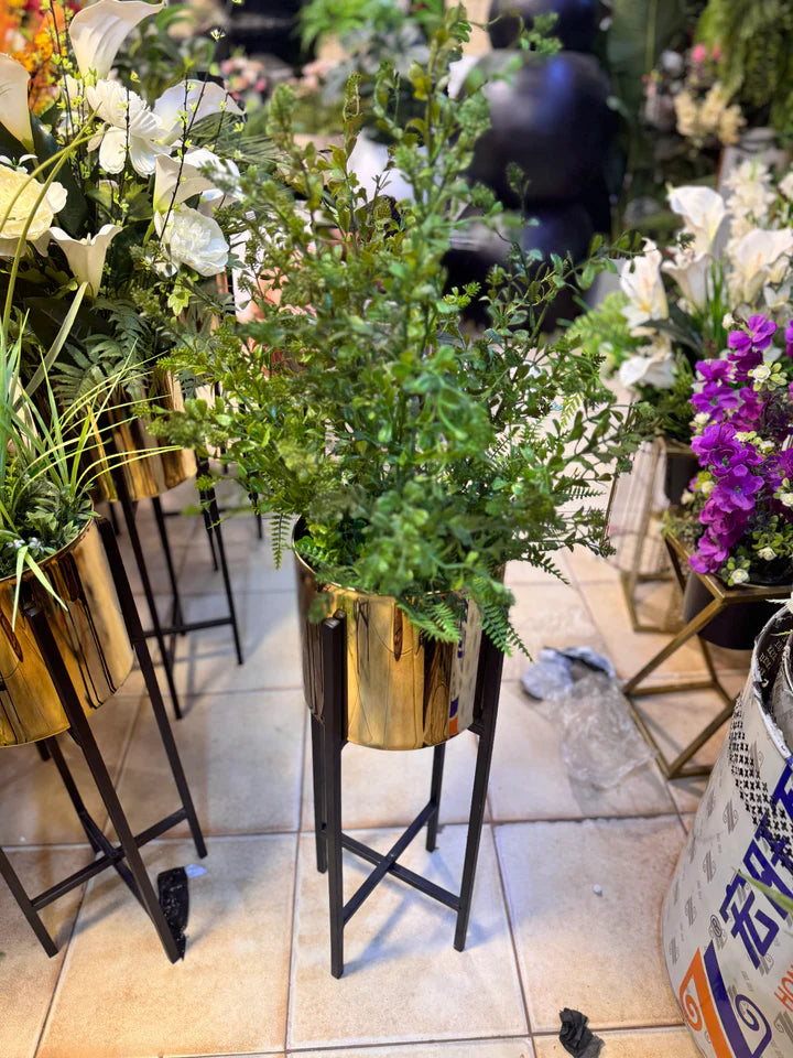 Artificial Flower with Golden Metal Stand