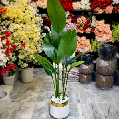5.5 Ft Artificial Banana Palm Plant with White Pot