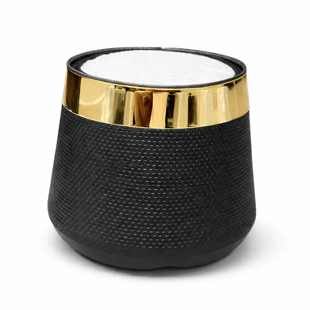 Luxury Black & Gold Textured Indoor Planter with Artificial Palm Plant